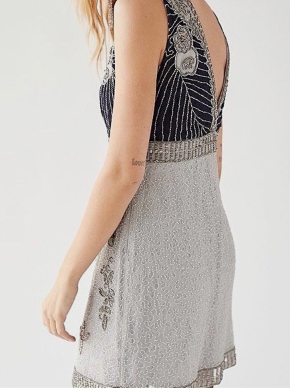 Free People Moondust Beaded Mini Dress in Silver - Picture 3 of 10